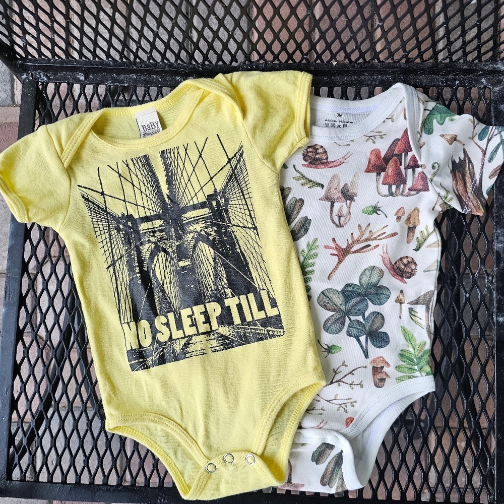 Brooklyn baby onesie mushroom baby onesie 3 to 6 months
